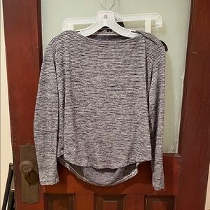Athleta Gray, Black and White Striped Shirt